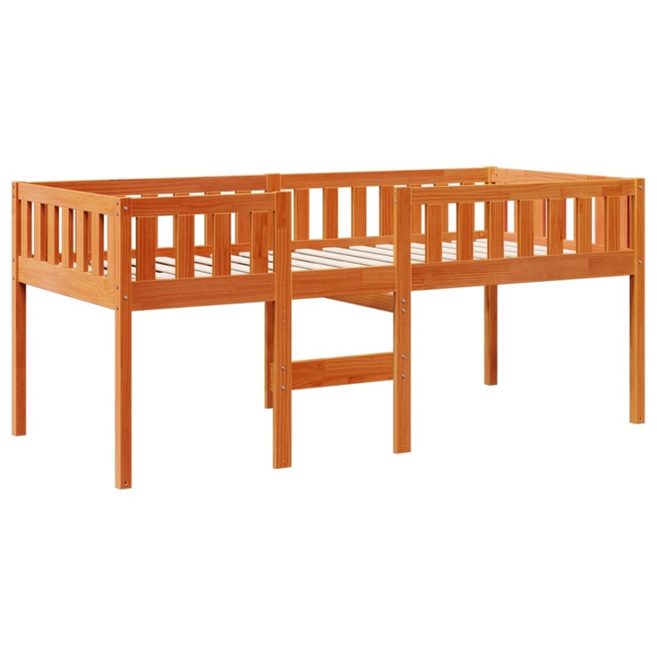 Cama para niños sin colchón madera maciza pino marrón 90x190
