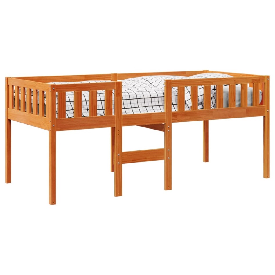 Cama para niños sin colchón madera maciza pino marrón 90x190