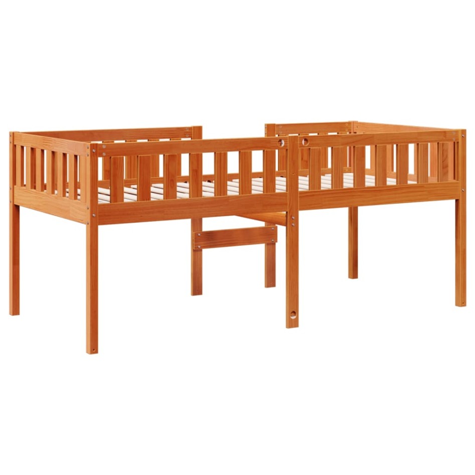 Cama para niños sin colchón madera maciza pino marrón 90x190