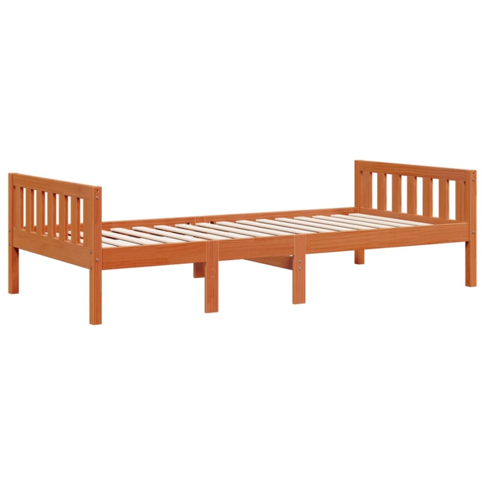 Cama para niños sin colchón madera maciza pino marrón 90x200