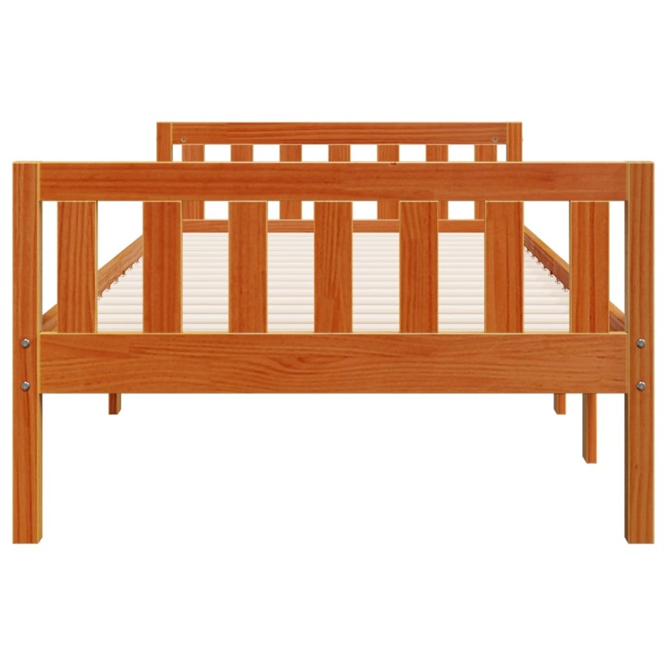 Cama para niños sin colchón madera maciza pino marrón 90x200