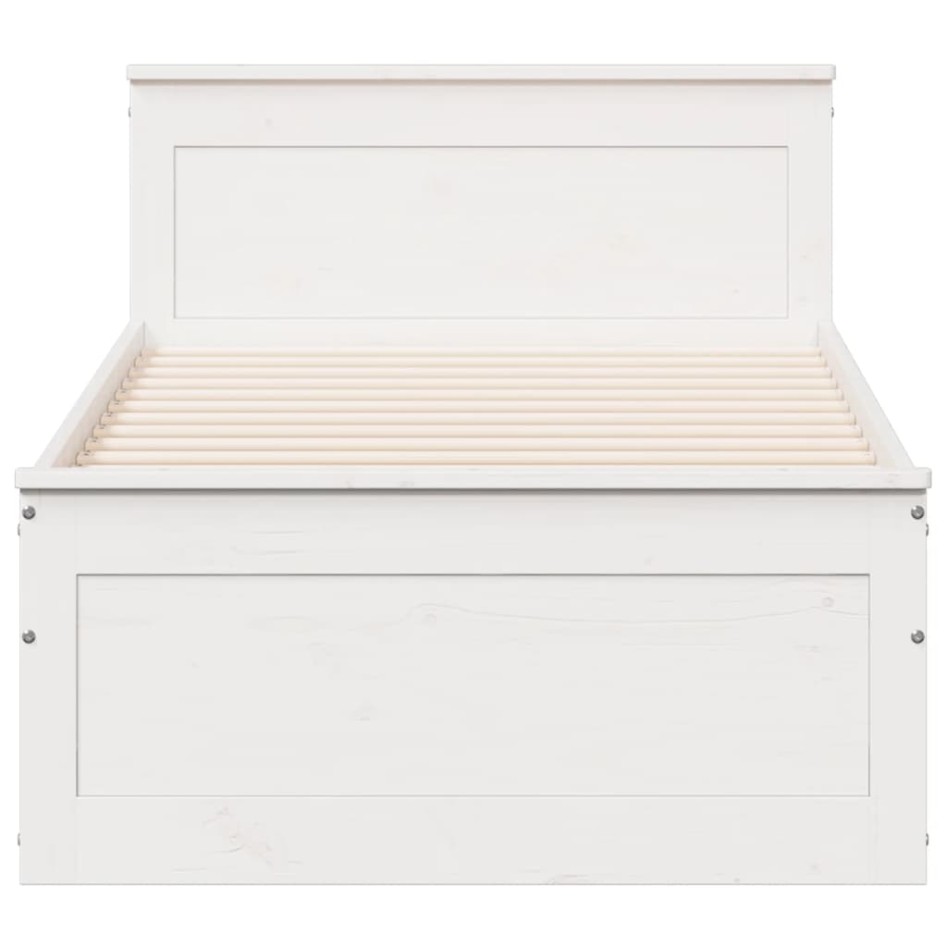 Cama sin colchón y cabecero madera maciza pino blanca 90x190
