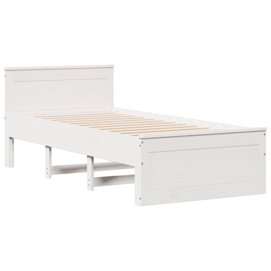 Cama sin colchón y cabecero madera maciza pino blanca 90x190