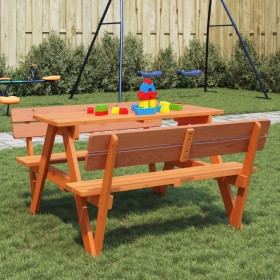 Mesa de picnic para 4 niños agujero para sombrilla madera