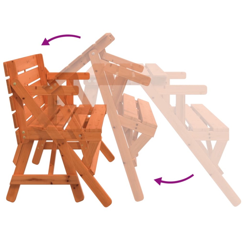 Mesa de picnic bancos 2 en 1 convertible madera maciza