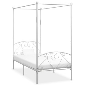 Estructura de cama con dosel metal blanco 100x200