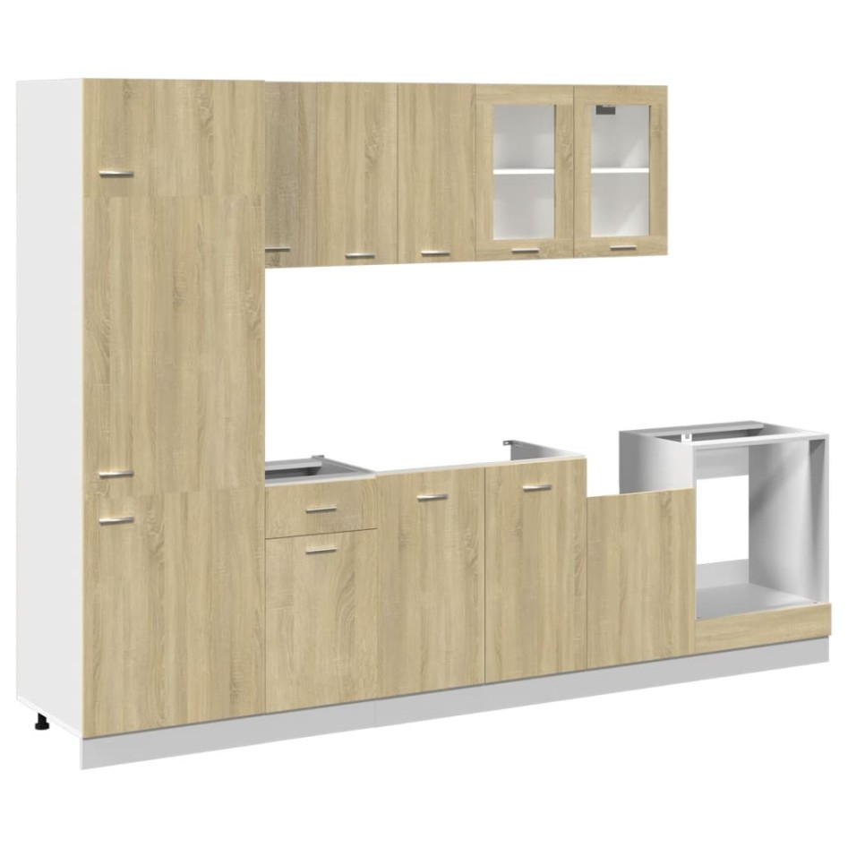 Set muebles de cocina 8 pzas madera de ingeniería roble