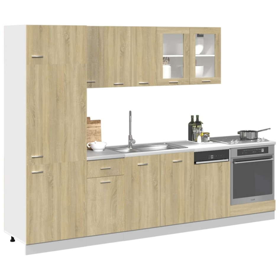 Set muebles de cocina 8 pzas madera de ingeniería roble