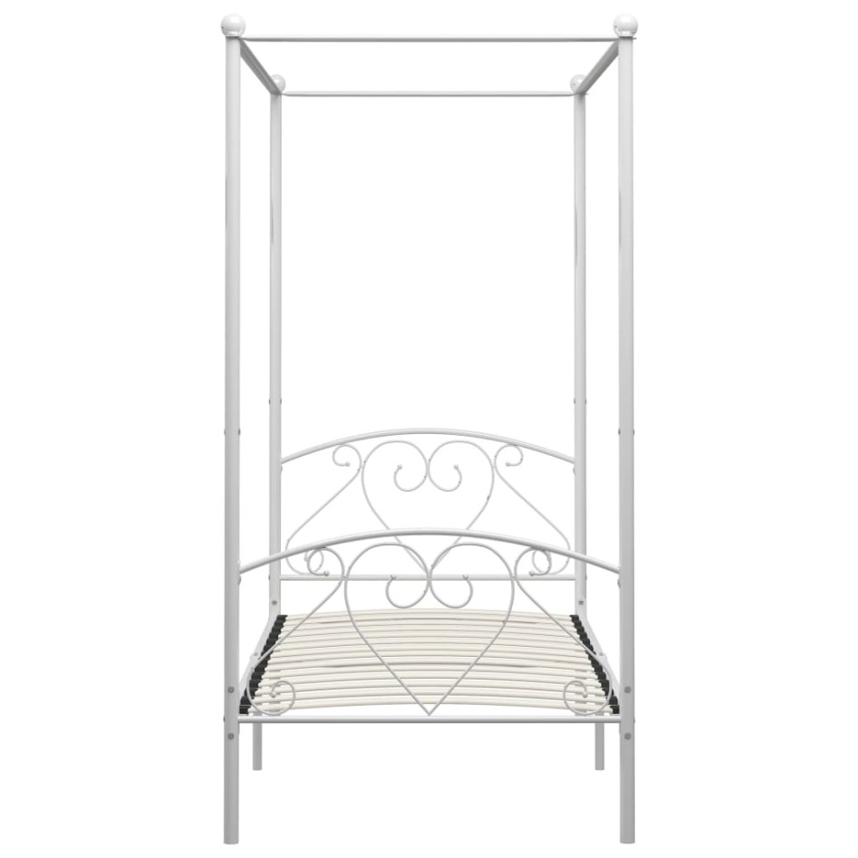 Estructura de cama con dosel metal blanco 100x200