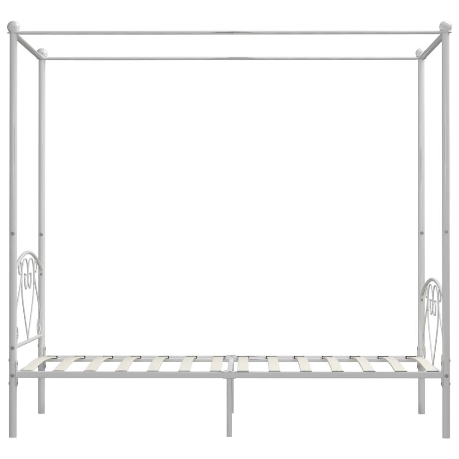 Estructura de cama con dosel metal blanco 100x200