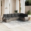Set de sofás de jardín 8 pzas y cojines ratán sintético gris