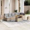 Juego de sofás jardín con cojines beige mezcla 8 pzas ratán PE