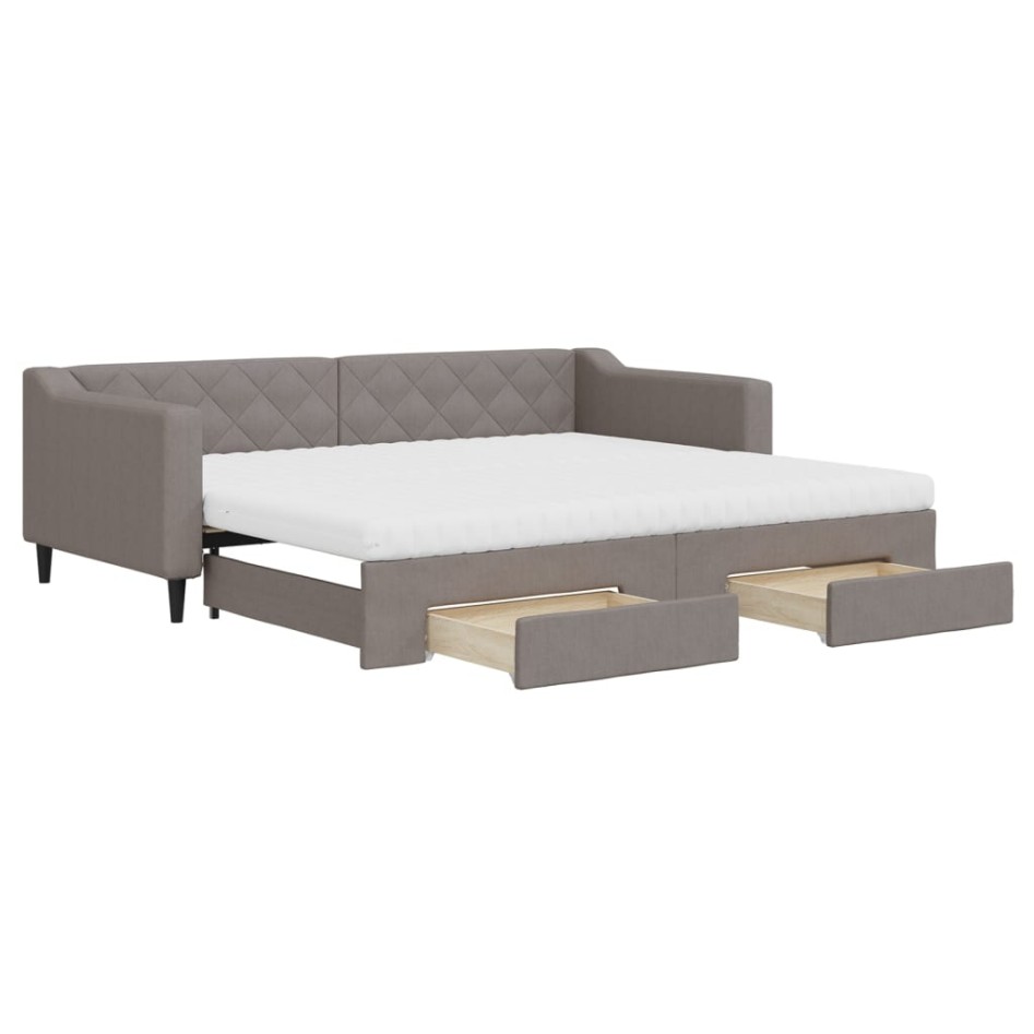 Sofá cama nido con cajones tela gris taupe 90x200