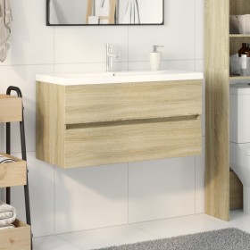 Set de mueble de baño 2 piezas cerámica y madera de