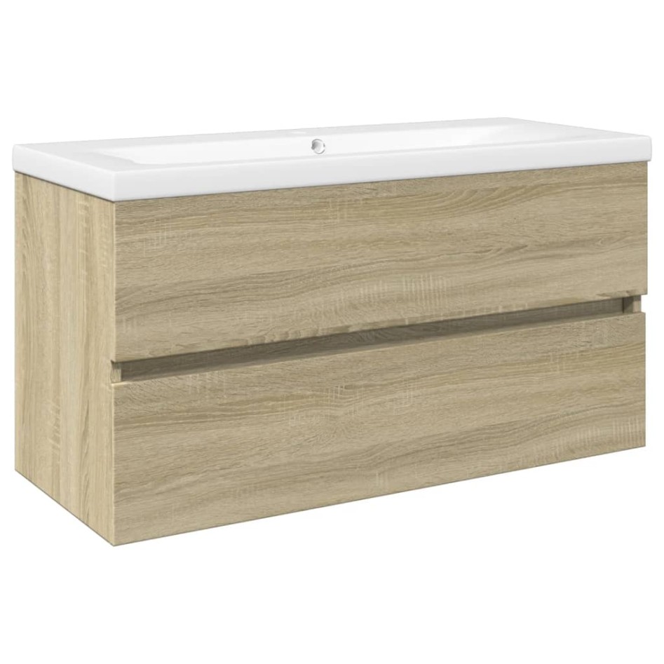 Set de mueble de baño 2 piezas cerámica y madera de