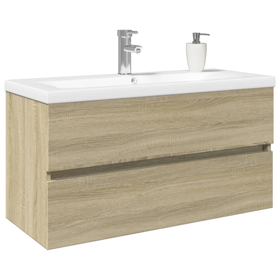 Set de mueble de baño 2 piezas cerámica y madera de