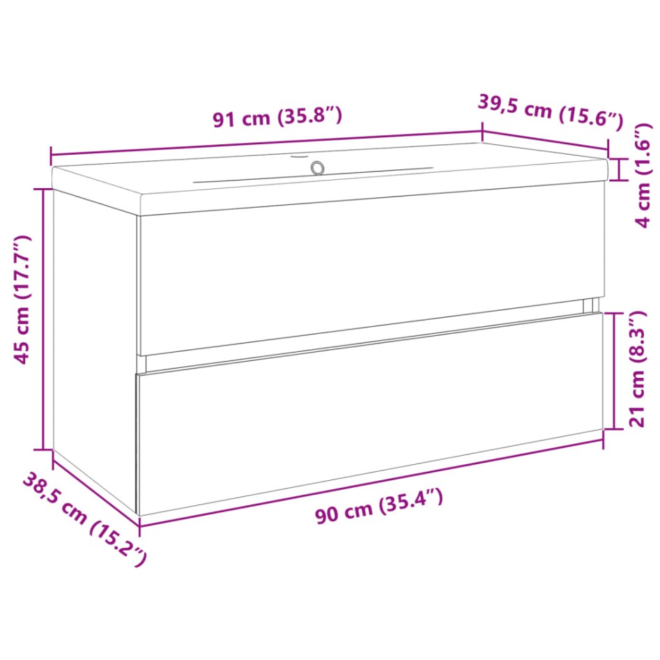 Set de mueble de baño 2 piezas cerámica y madera de