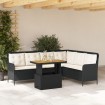 Set de sofás de jardín 2 piezas y cojines ratán sintético negro