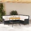 Set de sofás de jardín 2 piezas y cojines ratán sintético negro