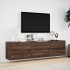 Mueble de TV de pared con LED marrón roble 180x31x45