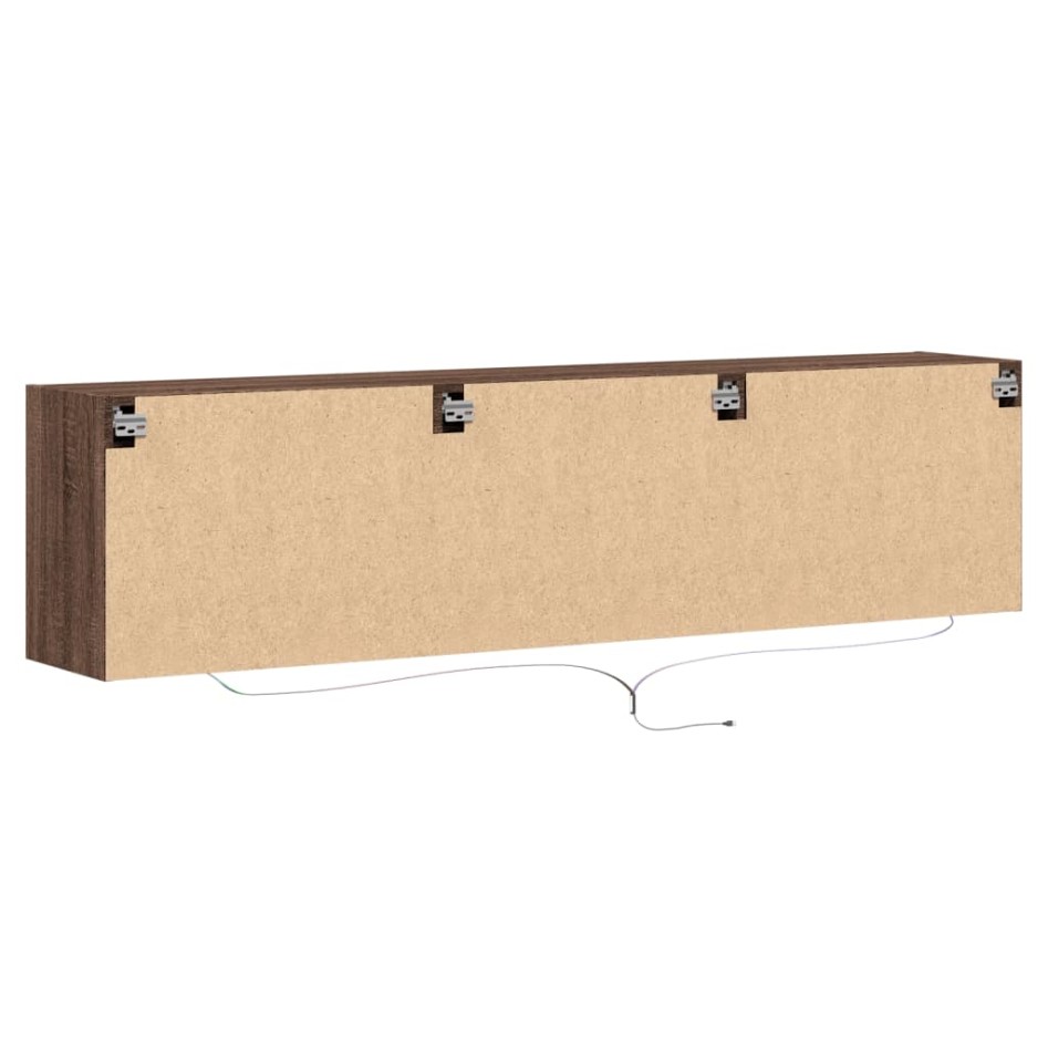 Mueble de TV de pared con LED marrón roble 180x31x45