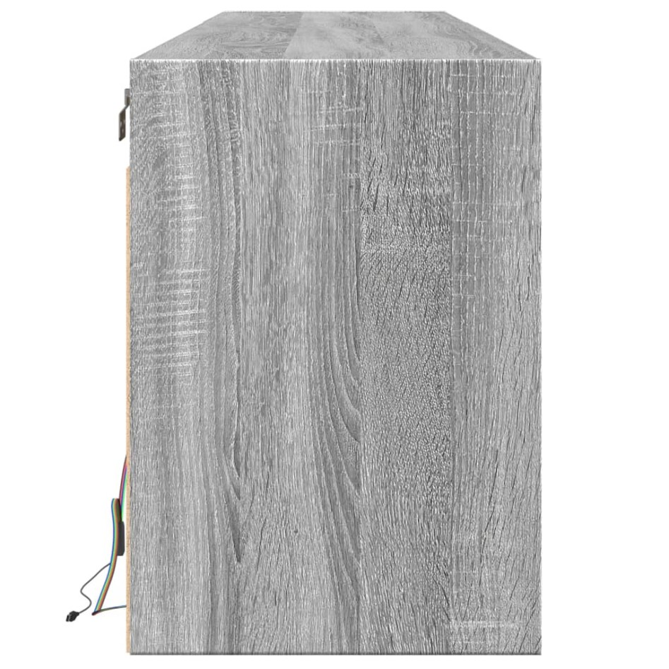 Mueble de TV de pared con LED gris Sonoma 180x31x45