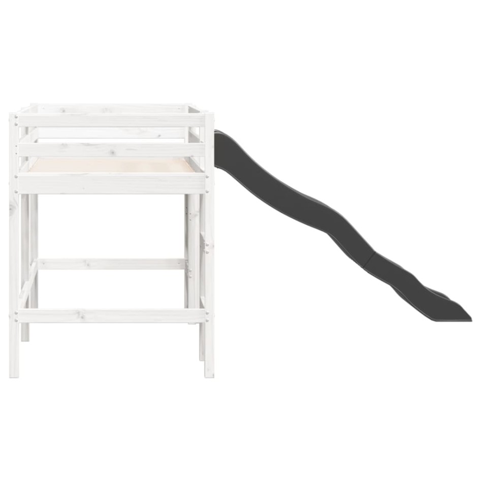 Cama alta para niños sin colchón madera pino blanco 80x200