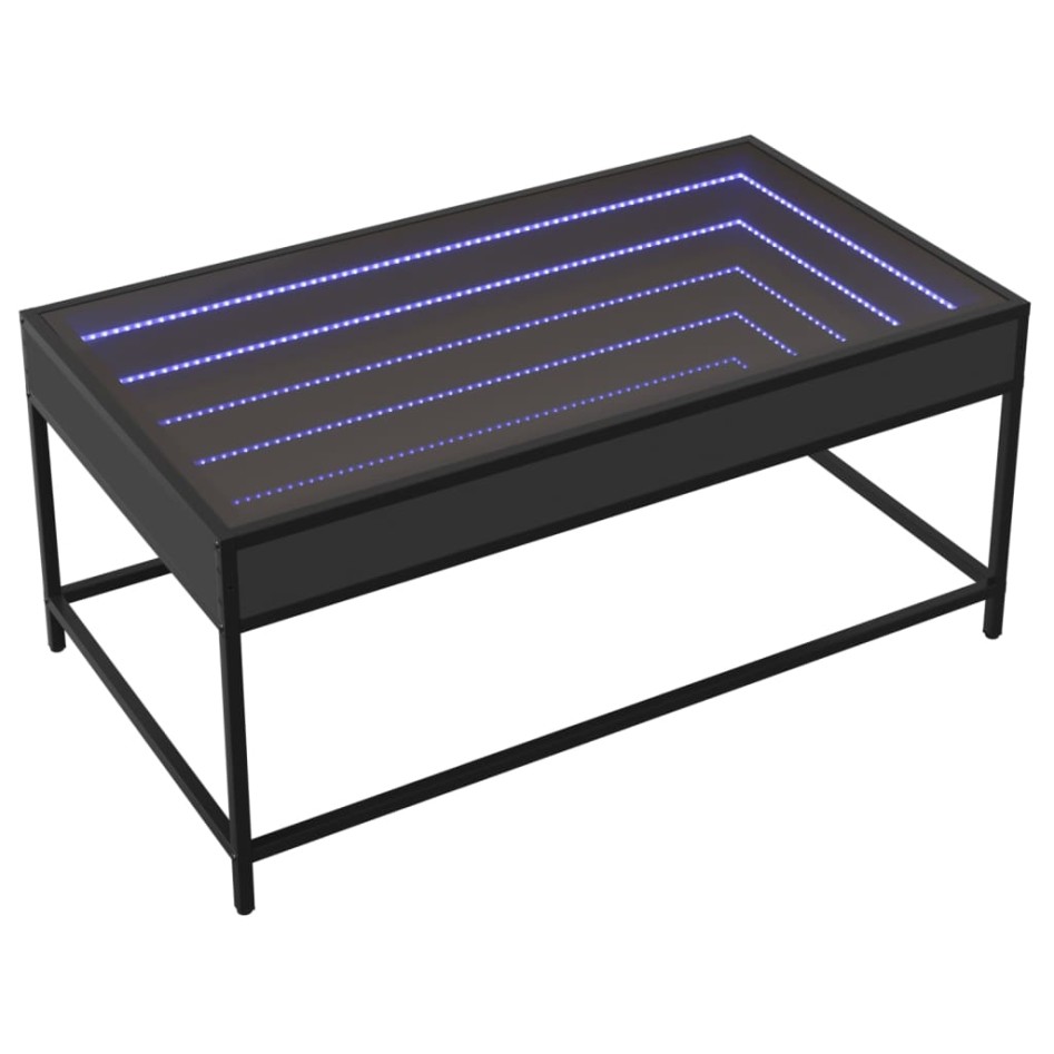 Mesa de centro con Infinity LED negro 90x50x41