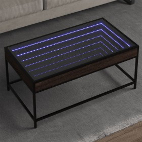 Mesa de centro con Infinity LED marrón roble 90x50x41