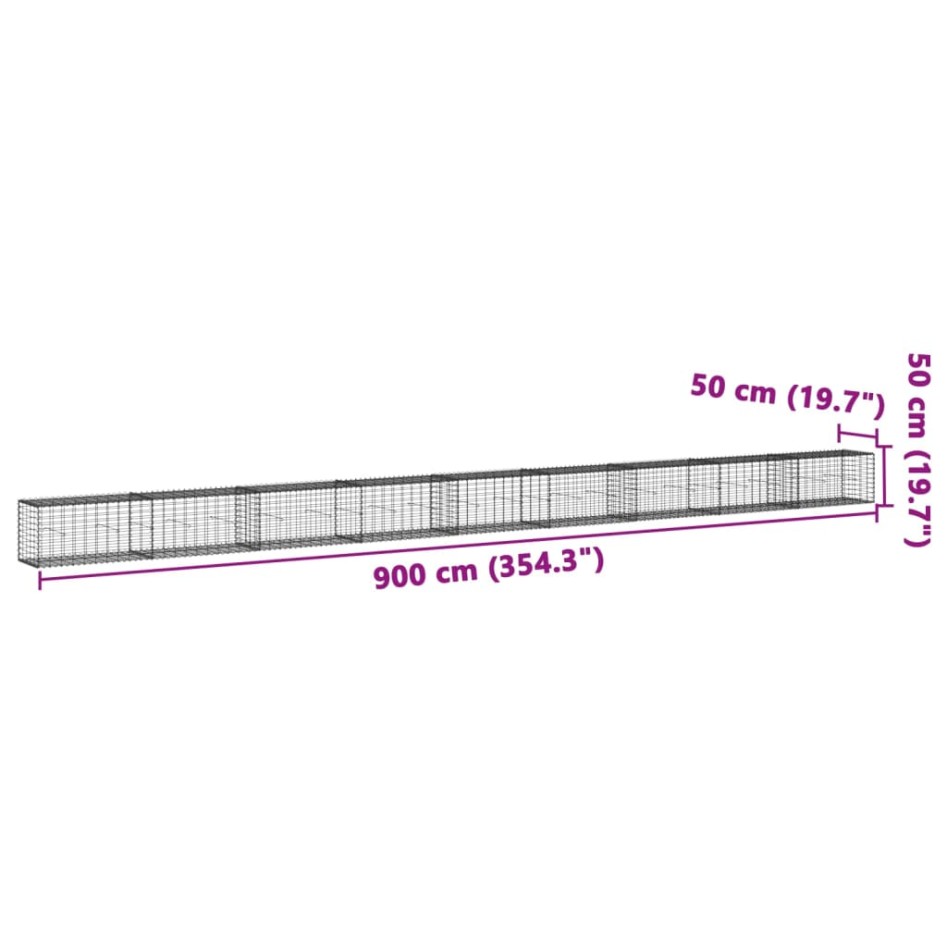 Cesta de gaviones con cubierta hierro galvanizado 900x50x50