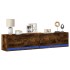 Mueble de TV de pared con LED roble ahumado 180x31x38
