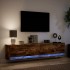 Mueble de TV de pared con LED roble ahumado 180x31x38