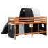 Cama alta niños con túnel madera pino blanco negro 80x200