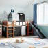 Cama alta niños con túnel madera pino blanco negro 90x190