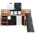 Cama alta niños con túnel madera pino blanco negro 90x190