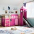 Cama alta para niños con torre madera pino rosa 80x200