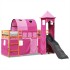 Cama alta para niños con torre madera pino rosa 80x200