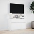 Mueble de TV con LED madera de ingeniería blanco 91x34x61