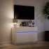 Mueble de TV con LED madera de ingeniería blanco 91x34x61