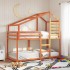 Cama con techo madera maciza pino marrón 90x190