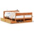 Cama sin colchón madera maciza de pino marrón cera 160x200