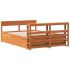 Cama sin colchón madera maciza de pino marrón cera 160x200