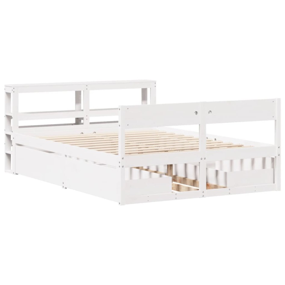 Estructura de cama sin colchón madera de pino blanca 140x200