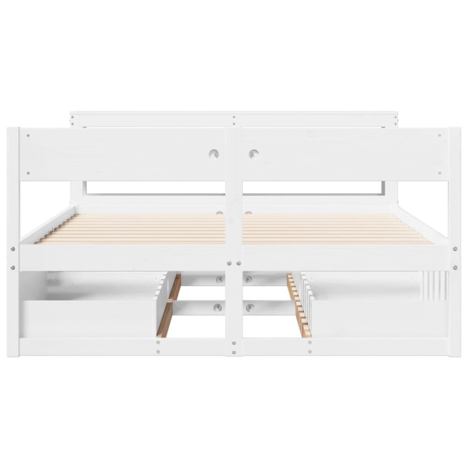 Estructura de cama sin colchón madera de pino blanca 140x200