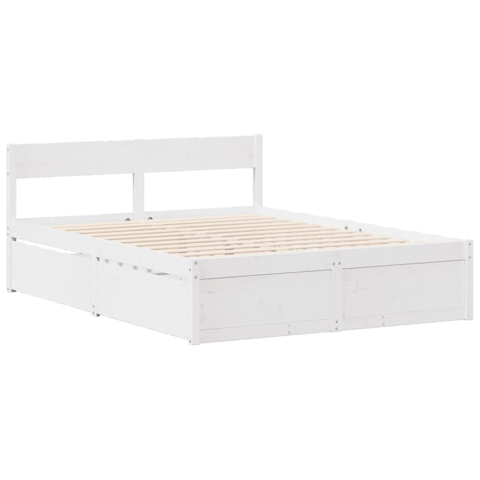 Estructura de cama sin colchón madera de pino blanca 140x200