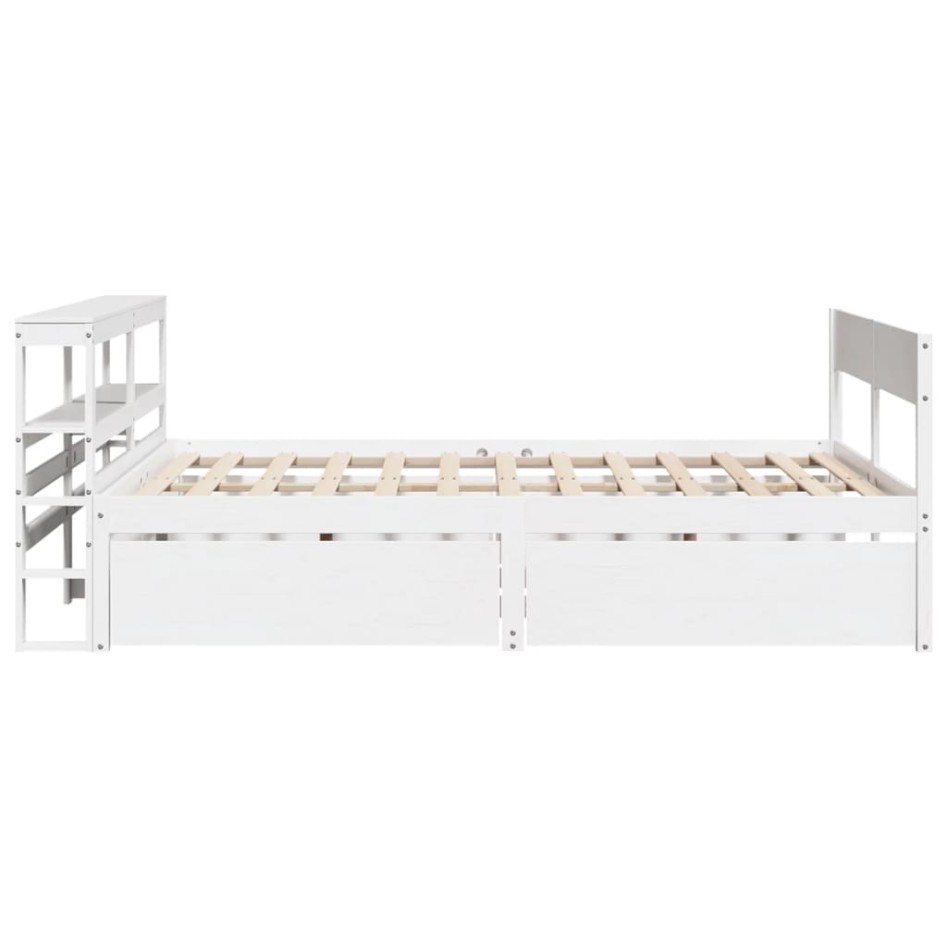 Estructura de cama sin colchón madera de pino blanca 140x200