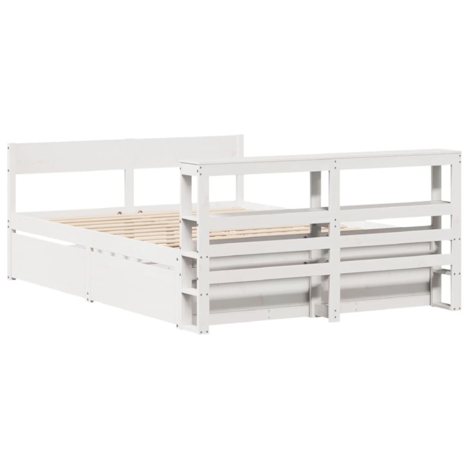 Estructura de cama sin colchón madera de pino blanca 140x200