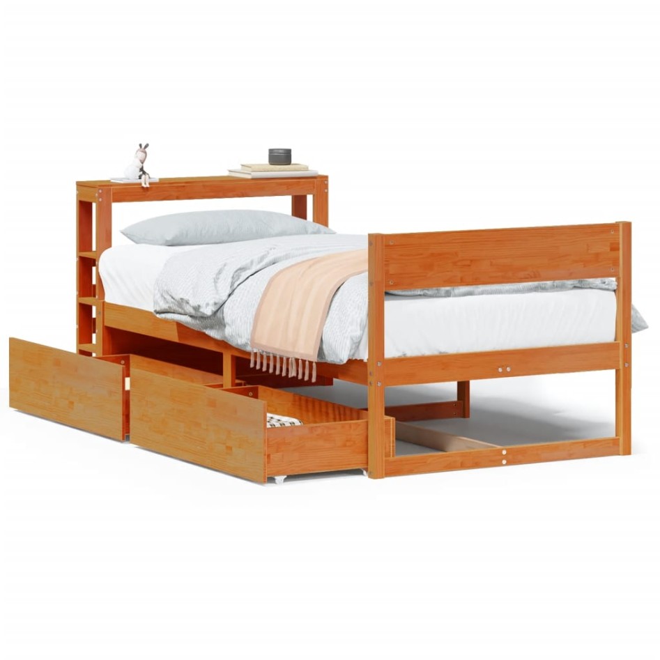 Estructura de cama sin colchón madera maciza marrón 90x190