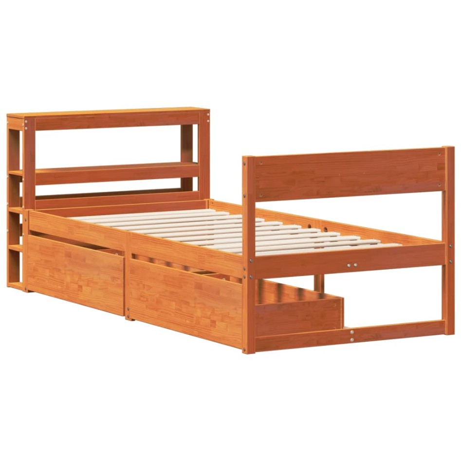 Estructura de cama sin colchón madera maciza marrón 90x190