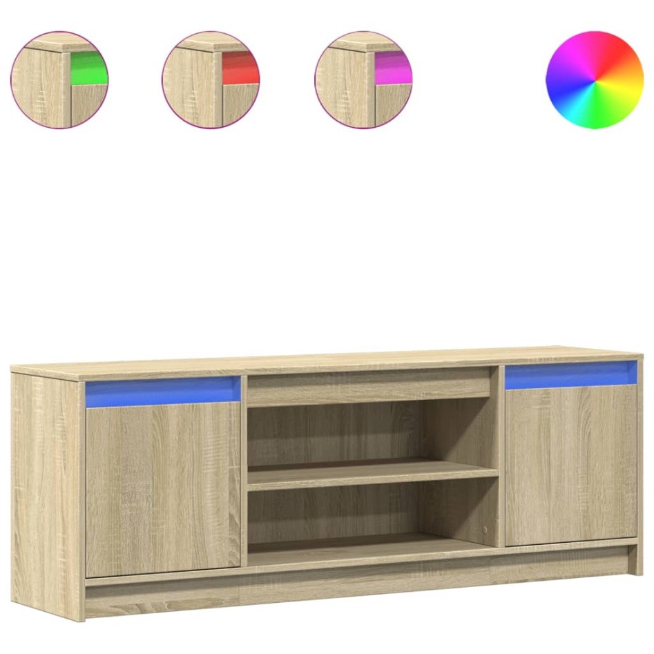 Mueble de TV LED madera ingeniería roble Sonoma 139,5x34x50